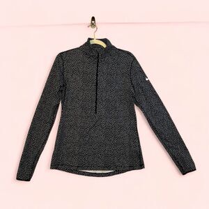 Nike Pro Dri Fit Black Polka Dot Half Zip running Pullover large